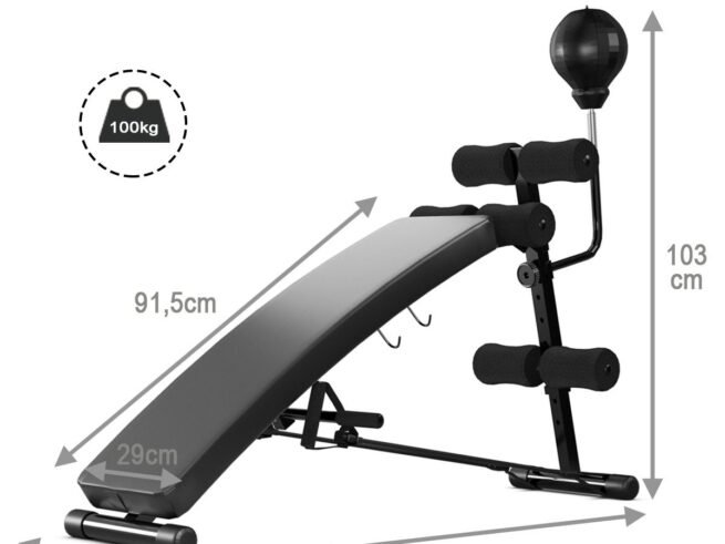 Abdominal Weight Bench 2 Foldable Traction Straps Max Load 100KG