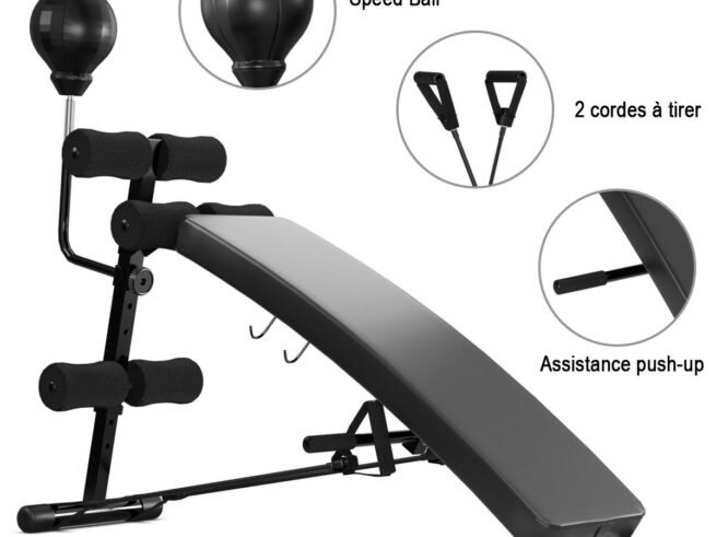 Abdominal Weight Bench 2 Foldable Traction Straps Max Load 100KG