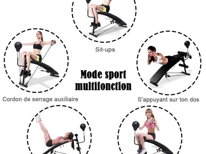 Abdominal Weight Bench 2 Foldable Traction Straps Max Load 100KG