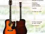 Wooden Acoustic Guitar Cutaway Folk 6 Accessories for Beginners and Professionals