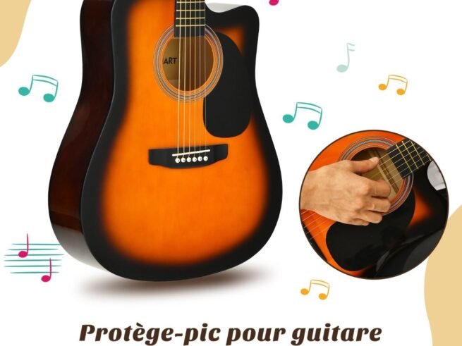 Wooden Acoustic Guitar Cutaway Folk 6 Accessories for Beginners and Professionals