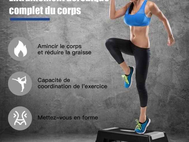 Aerobic Stepper Fitness Exercise Step 3 Adjustable Height Risers Non-Slip Pads