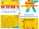 Baby Musical Toy Piano with 24 Keys Drum Stool Microphone LED Lights