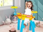 Baby Musical Toy Piano with 24 Keys Drum Stool Microphone LED Lights
