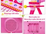 Baby Musical Toy Piano with 24 Keys Drum Stool Microphone LED Lights