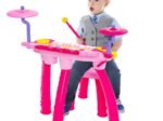 Baby Musical Toy Piano with 24 Keys Drum Stool Microphone LED Lights