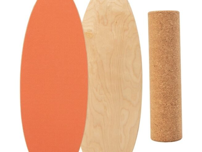 Balance Training Board with Roller and Non-Slip Mat Orange