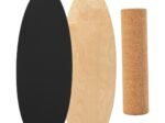 Balance Training Board with Roller and Non-Slip Mat Black