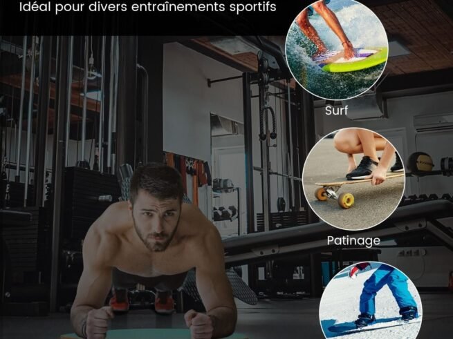 Balance Training Board with Roller and Non-Slip Mat Blue