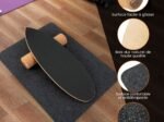 Balance Training Board with Roller and Non-Slip Mat Black