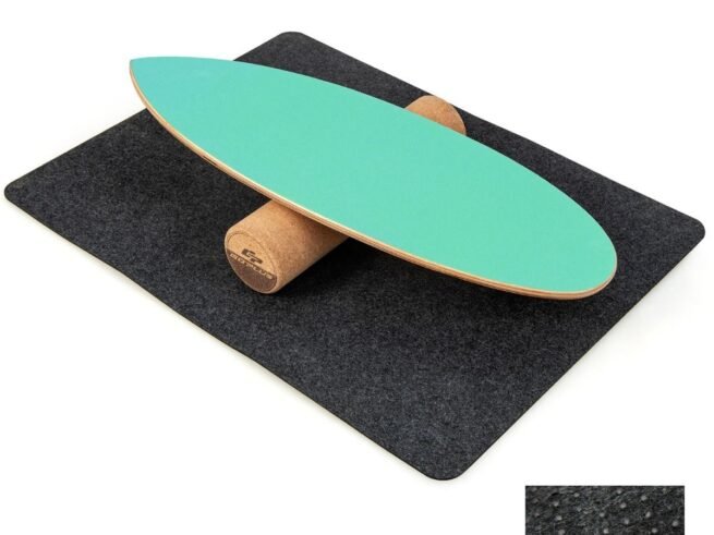 Balance Training Board with Roller and Non-Slip Mat Green