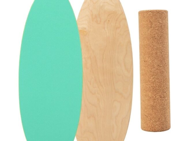 Balance Training Board with Roller and Non-Slip Mat Green