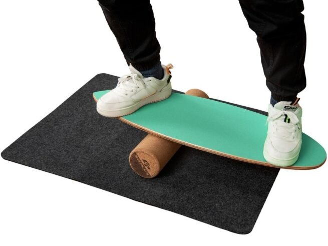 Balance Training Board with Roller and Non-Slip Mat Green
