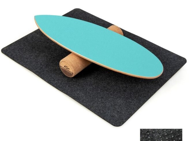Balance Training Board with Roller and Non-Slip Mat Blue