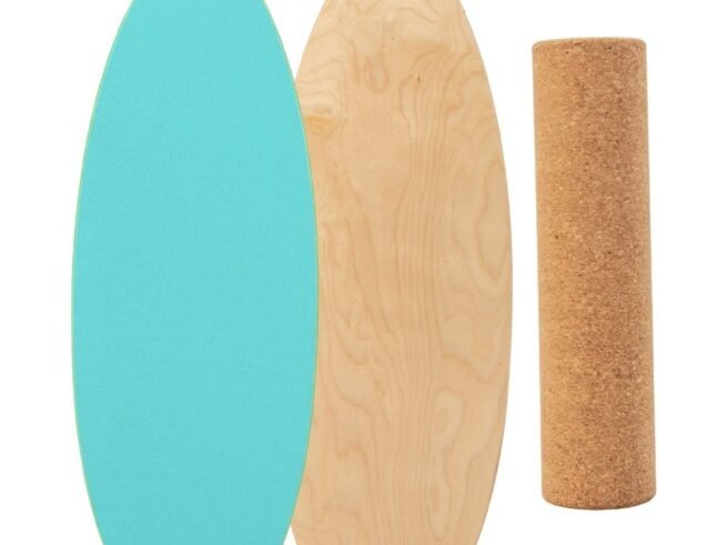 Balance Training Board with Roller and Non-Slip Mat Blue