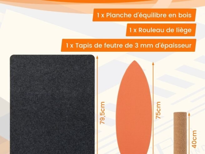 Balance Training Board with Roller and Non-Slip Mat Orange