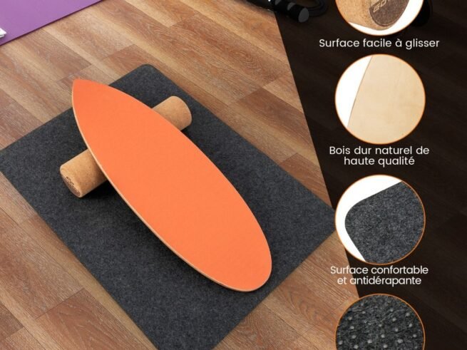 Balance Training Board with Roller and Non-Slip Mat Orange