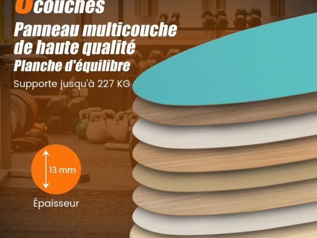 Balance Training Board with Roller and Non-Slip Mat Blue