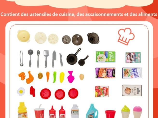 Children's Kitchen with Steam and Boil Effects 69pcs Realistic Lights Sounds