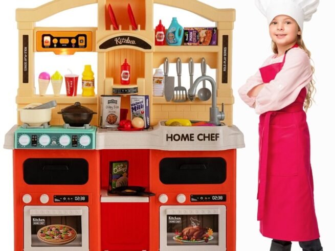 Children's Kitchen with Steam and Boil Effects 69pcs Realistic Lights Sounds