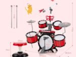 Children's Drum Set with Keyboard Stool Music Stand Microphone 2 Drumsticks 2 Tones MP3 Port