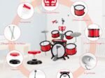 Children's Drum Set with Keyboard Stool Music Stand Microphone 2 Drumsticks 2 Tones MP3 Port