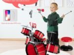 Children's Drum Set with Keyboard Stool Music Stand Microphone 2 Drumsticks 2 Tones MP3 Port