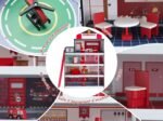 Children's Fire Station with Stable Frame Complete Accessories Building Set