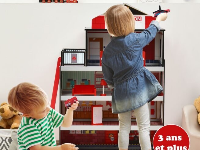Children's Fire Station with Stable Frame Complete Accessories Building Set