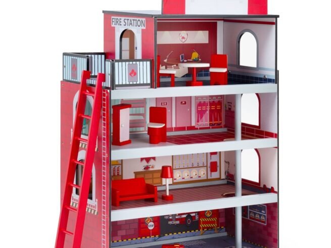 Children's Fire Station with Stable Frame Complete Accessories Building Set