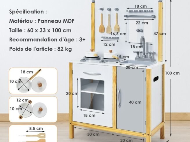 Children's Kitchen 5 Accessories 1 Sink 1 Oven 2 Stoves Imitation Toy