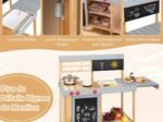 Children's Kitchen in Fir Wood Outdoor Indoor Mobile Counter 89 x 45 x 90cm