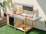 Children's Kitchen in Fir Wood Outdoor Indoor Mobile Counter 89 x 45 x 90cm