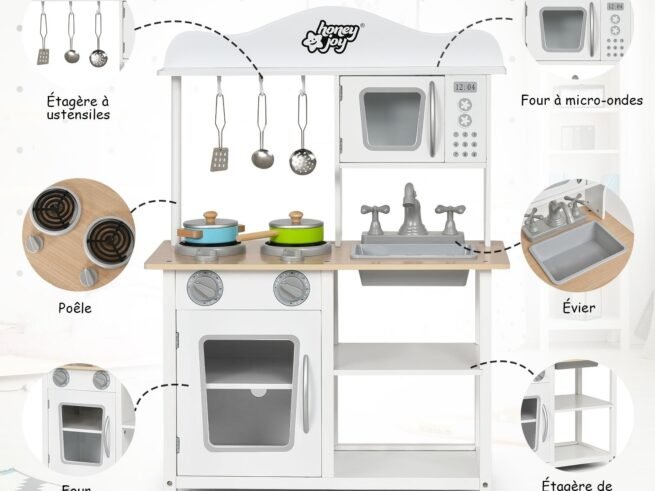Children's Kitchen with Accessories Microwave Saucepan Utensil Toys Play