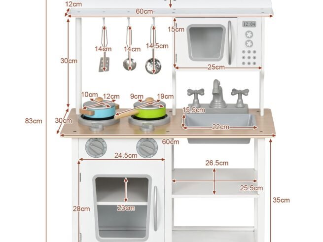 Children's Kitchen with Accessories Microwave Saucepan Utensil Toys Play