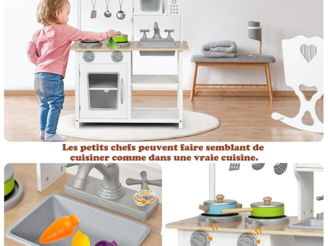 Children's Kitchen with Accessories Microwave Saucepan Utensil Toys Play