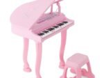 Multifunctional Children's Toy Piano 37 Keys Microphone Teaching Mode Led