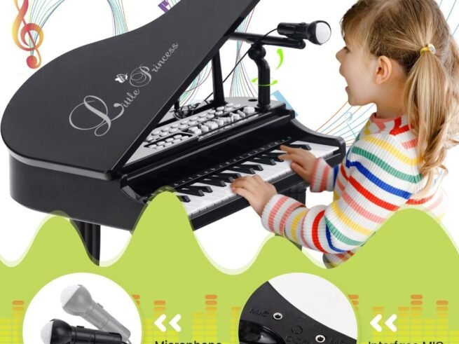 Multifunctional Children's Toy Piano 37 Keys Microphone Teaching Mode Led