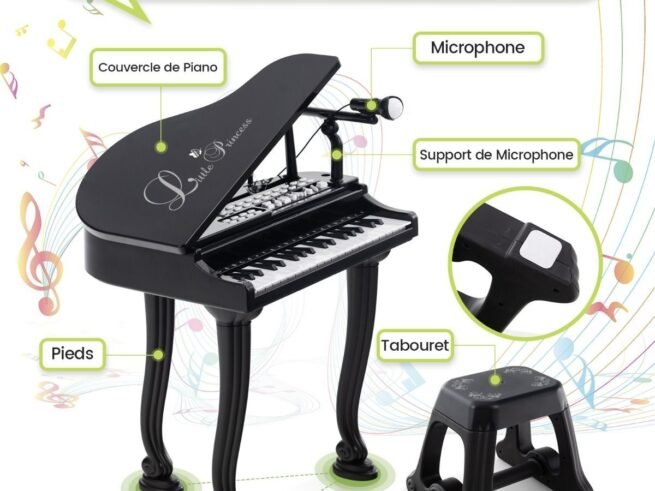 Multifunctional Children's Toy Piano 37 Keys Microphone Teaching Mode Led