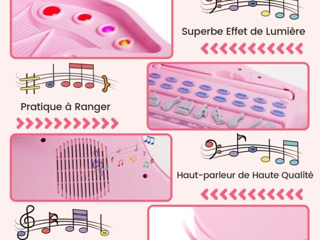 Multifunctional Children's Toy Piano 37 Keys Microphone Teaching Mode Led