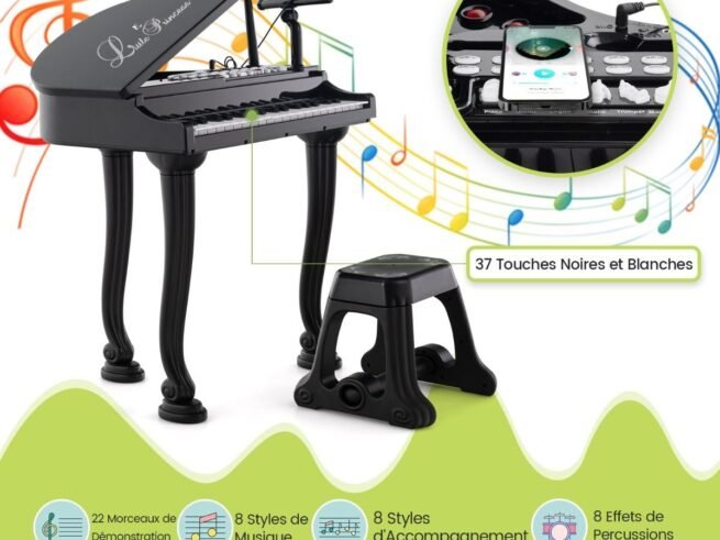 Multifunctional Children's Toy Piano 37 Keys Microphone Teaching Mode Led