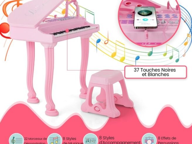 Multifunctional Children's Toy Piano 37 Keys Microphone Teaching Mode Led