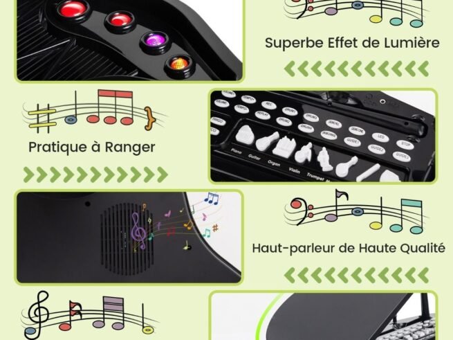 Multifunctional Children's Toy Piano 37 Keys Microphone Teaching Mode Led