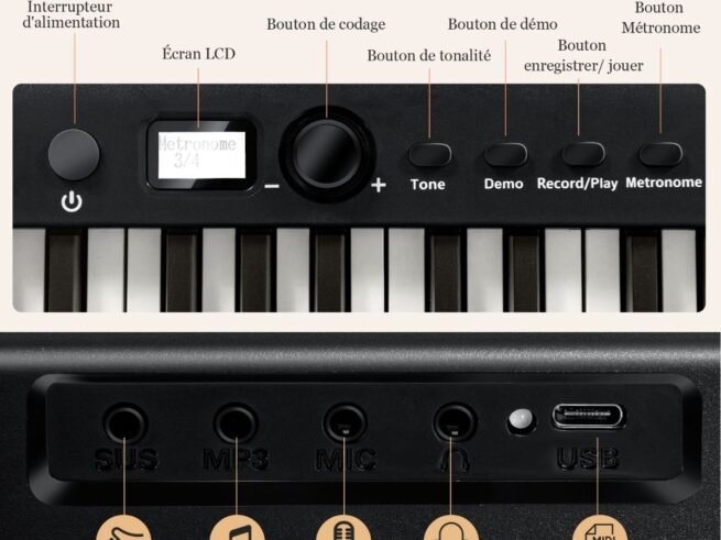 Foldable Digital Piano Keyboard with 88 Heavy Keys Full Size LED Function 2 MP3/USB/MIDI