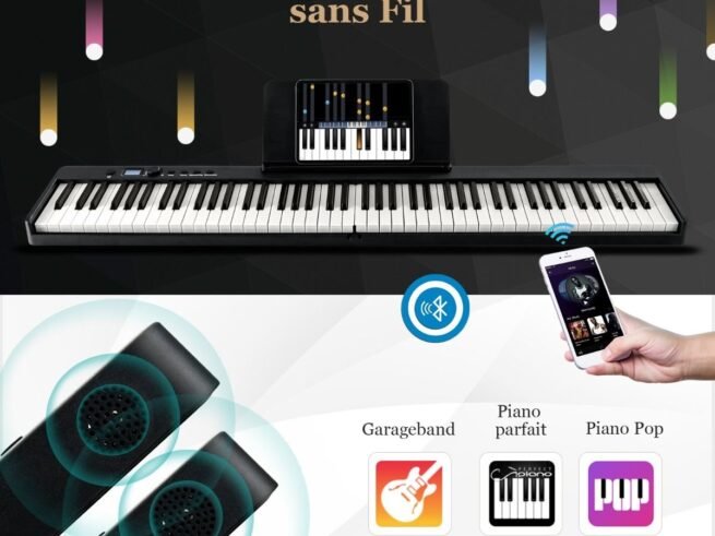 Foldable Digital Piano Keyboard with 88 Heavy Keys Full Size LED Function 2 MP3/USB/MIDI