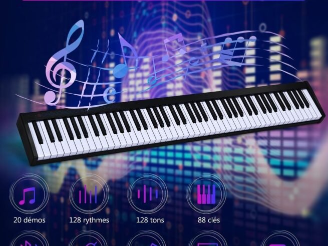 Electric Digital Piano Keyboard 88-Key 128 Rhythms 128 Notes Dynamics Adjustment MIDI/USB Interface