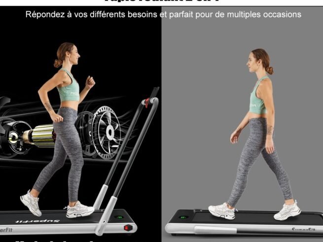 2 in 1 Foldable Electric Treadmill 1 to 12 Km/H 1.67KW Motor Bluetooth Speaker