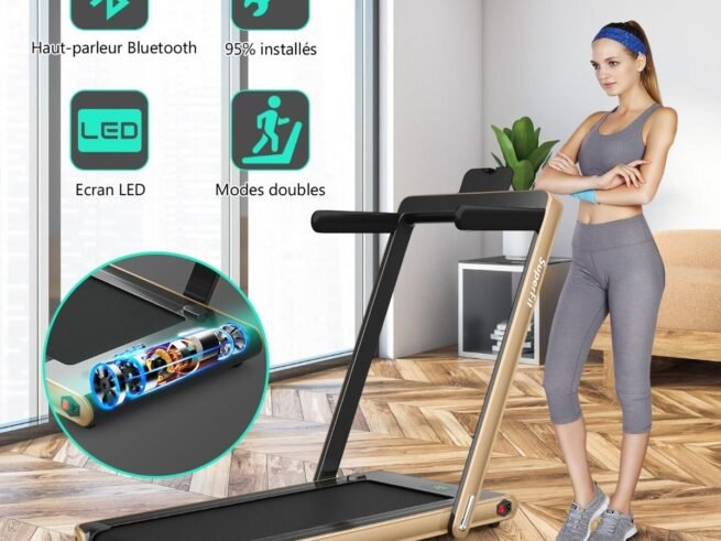 2 in 1 Foldable Electric Treadmill 1 to 12 Km/H 0.75HP Motor Bluetooth Speaker