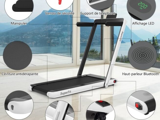2 in 1 Foldable Electric Treadmill 1 to 12 Km/H 0.75HP Motor Bluetooth Speaker