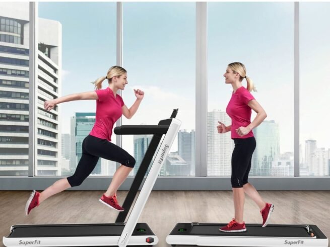 2 in 1 Foldable Electric Treadmill 1 to 12 Km/H 0.75HP Motor Bluetooth Speaker